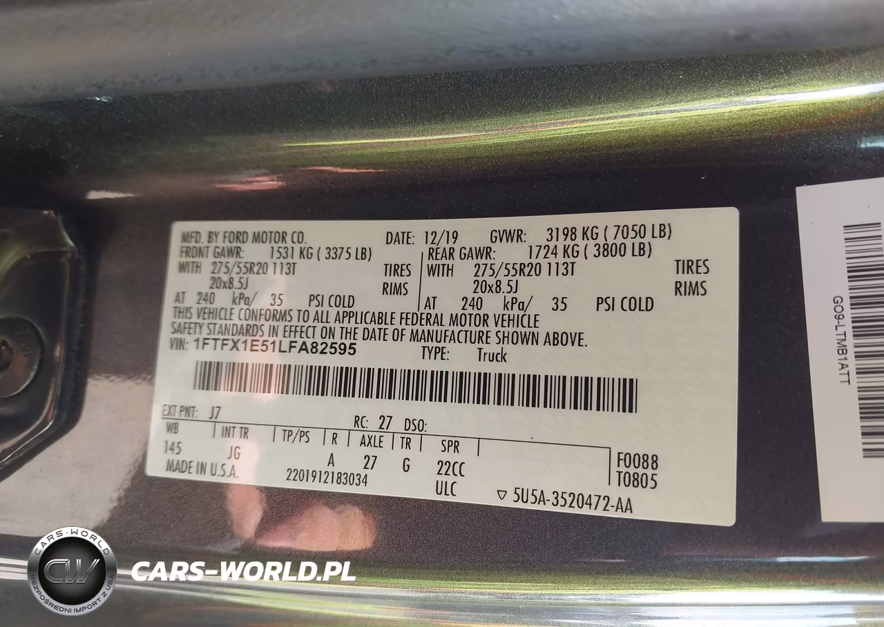 2020 Ford F-150 Xl VIN:1FTFX1E51LFA82595 - 9