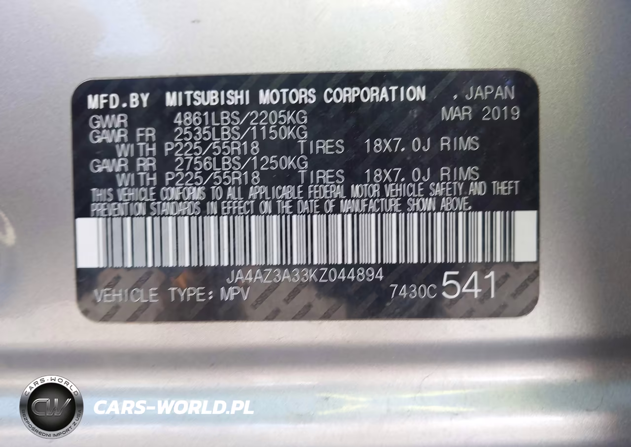 2019 Mitsubishi Outlander Se VIN:JA4AZ3A33KZ044894 - 9
