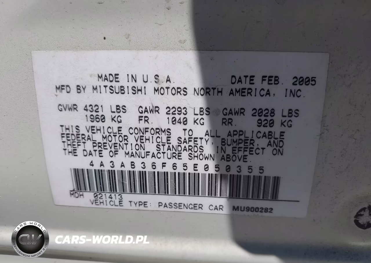 2005 Mitsubishi Galant Es-Se VIN:4A3AB36F65E050355 - 9