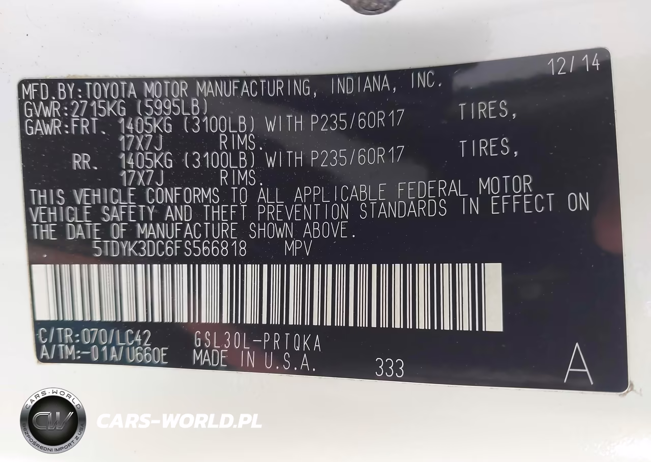 2015 Toyota Sienna Xle 8 Passenger VIN:5TDYK3DC6FS566818 - 9