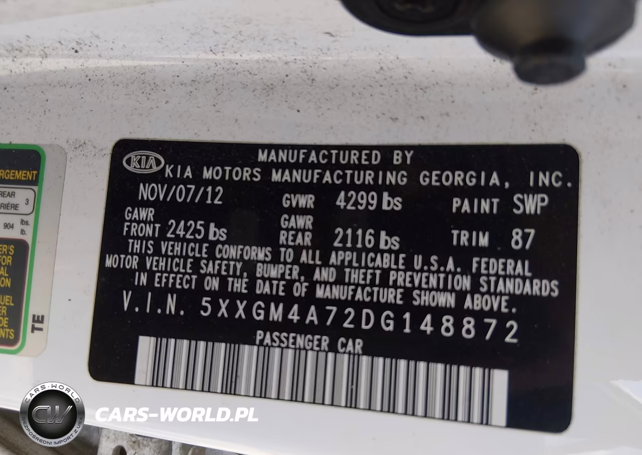 2013 Kia Optima Lx VIN:5XXGM4A72DG148872 - 9