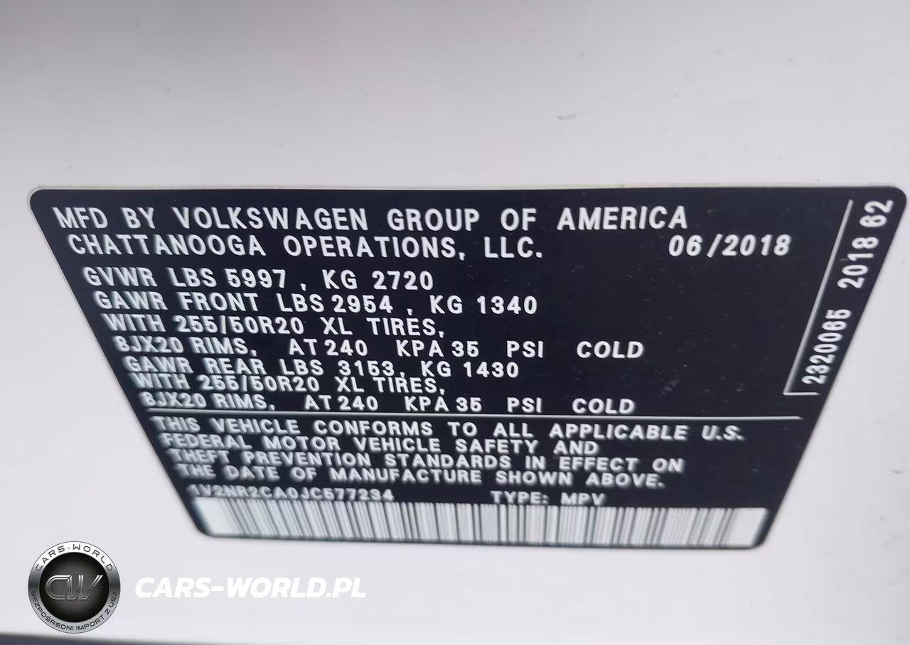 2018 Volkswagen Atlas 3.6L V6 Sel Premium VIN:1V2NR2CA0JC577234 - 9