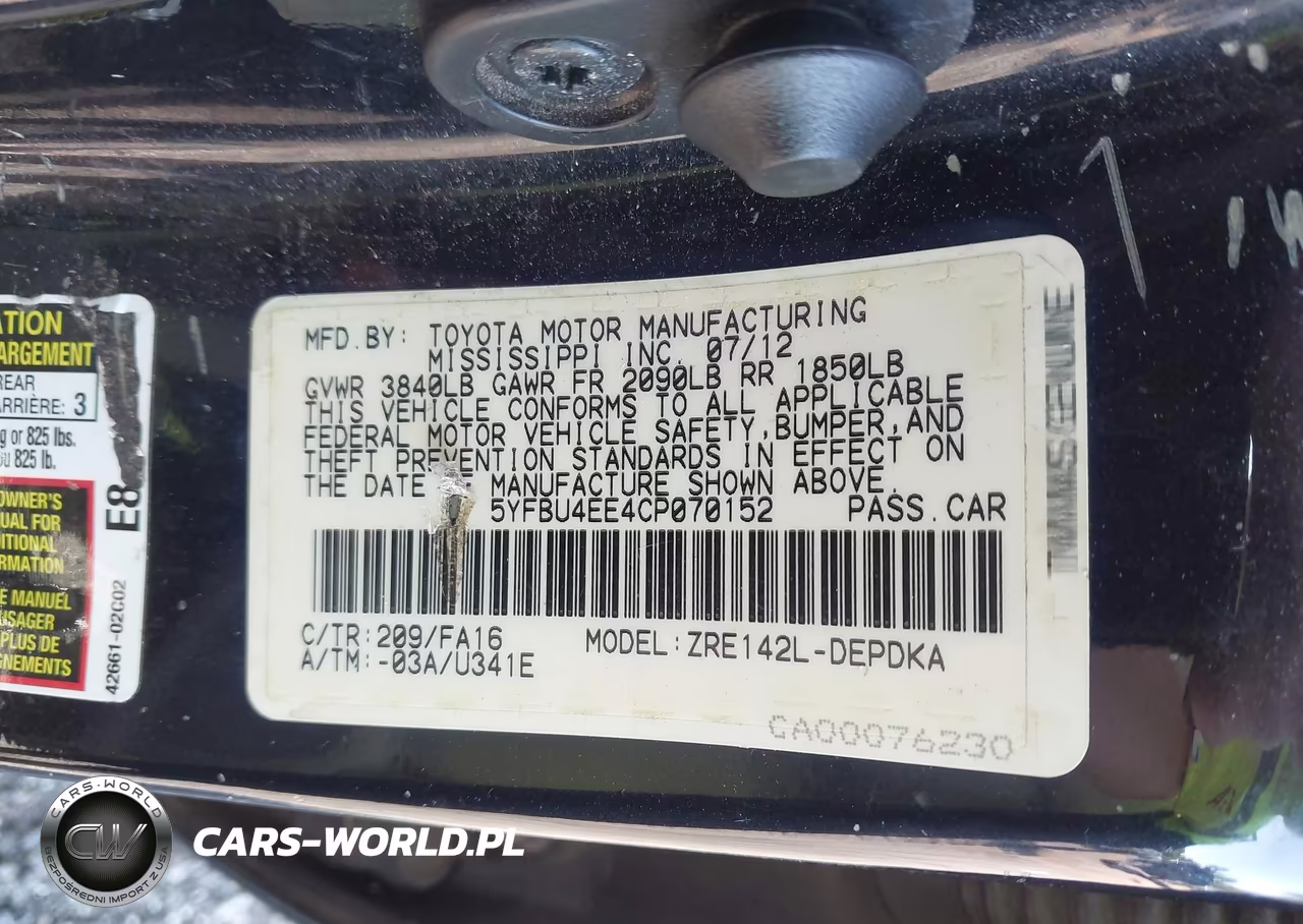 2012 Toyota Corolla L VIN:5YFBU4EE4CP070152 - 9