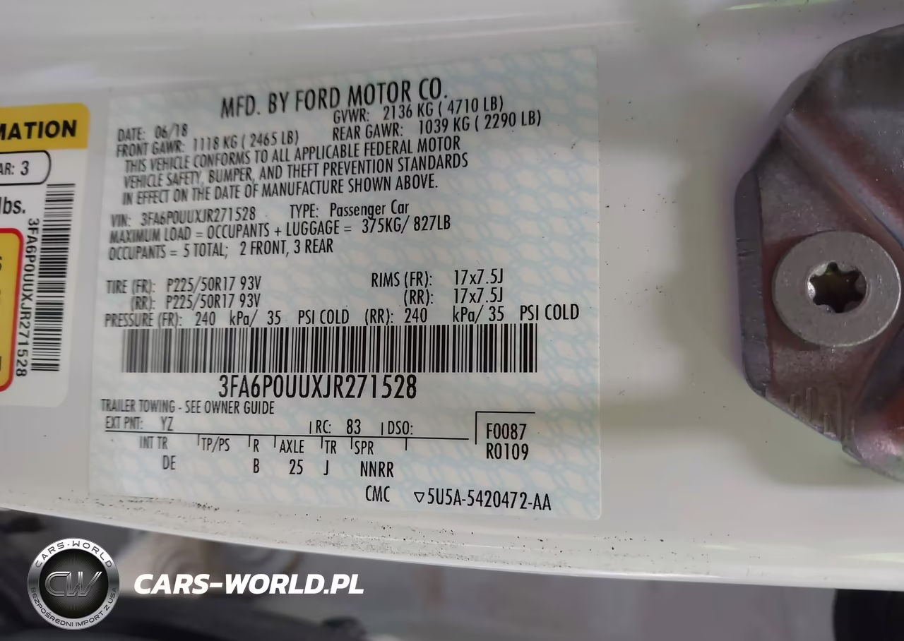 2018 Ford Fusion Hybrid S VIN:3FA6P0UUXJR271528 - 9