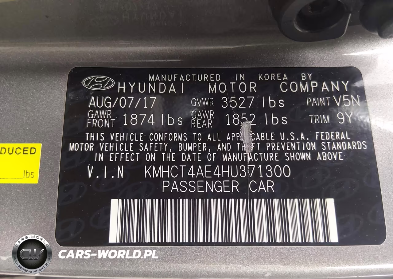 2017 Hyundai Accent Value Edition VIN:KMHCT4AE4HU371300 - 9