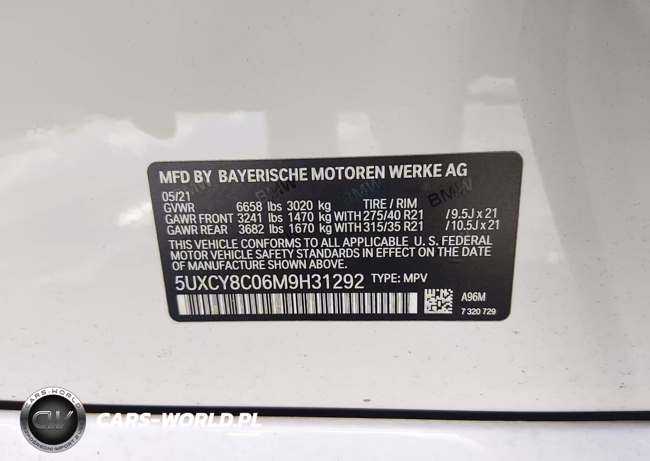 2021 BMW X6 M50I VIN:5UXCY8C06M9H31292 - 9
