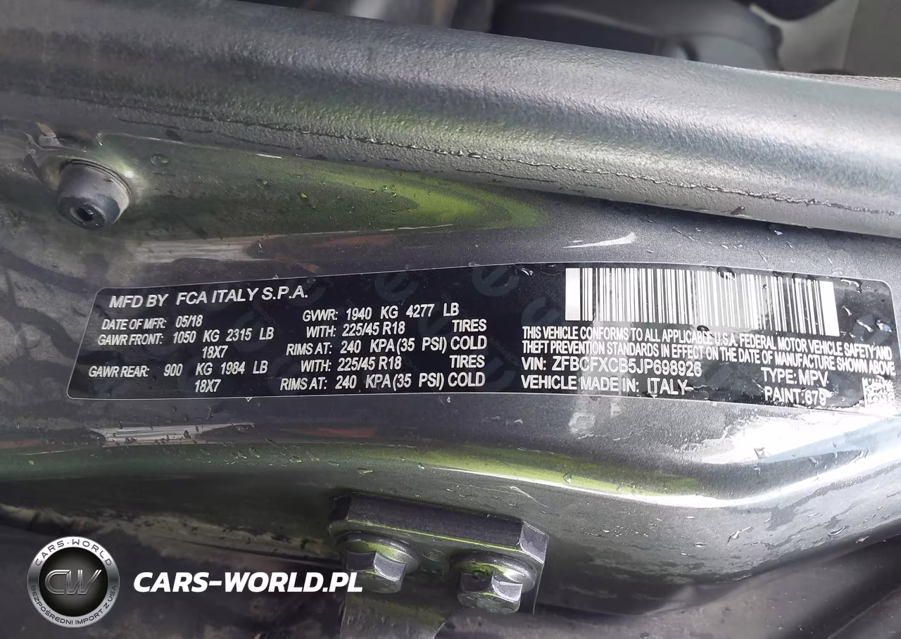 2018 Fiat 500X Urbana Fwd VIN:ZFBCFXCB5JP698926 - 9