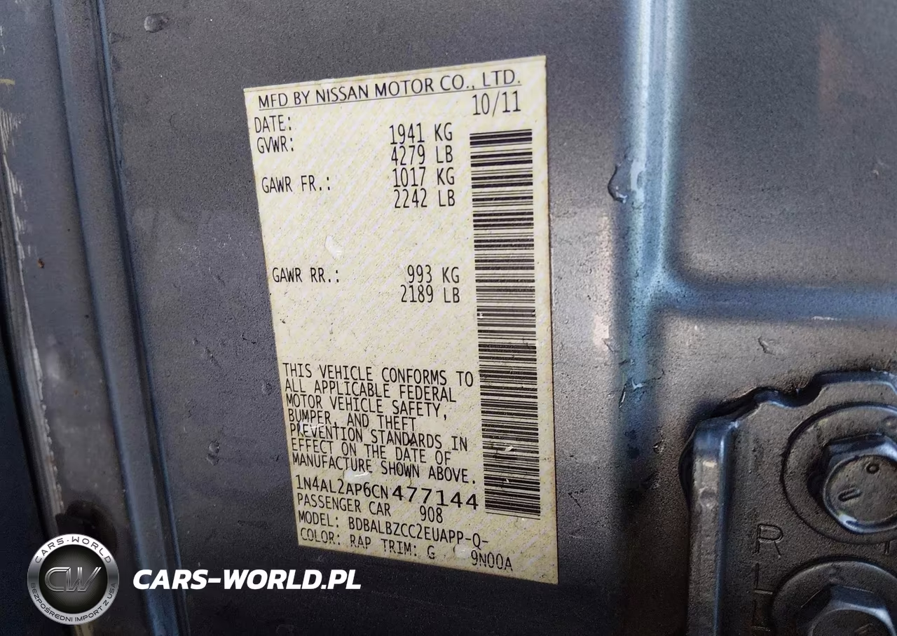 2012 Nissan Altima 2.5 S VIN:1N4AL2AP6CN477144 - 9