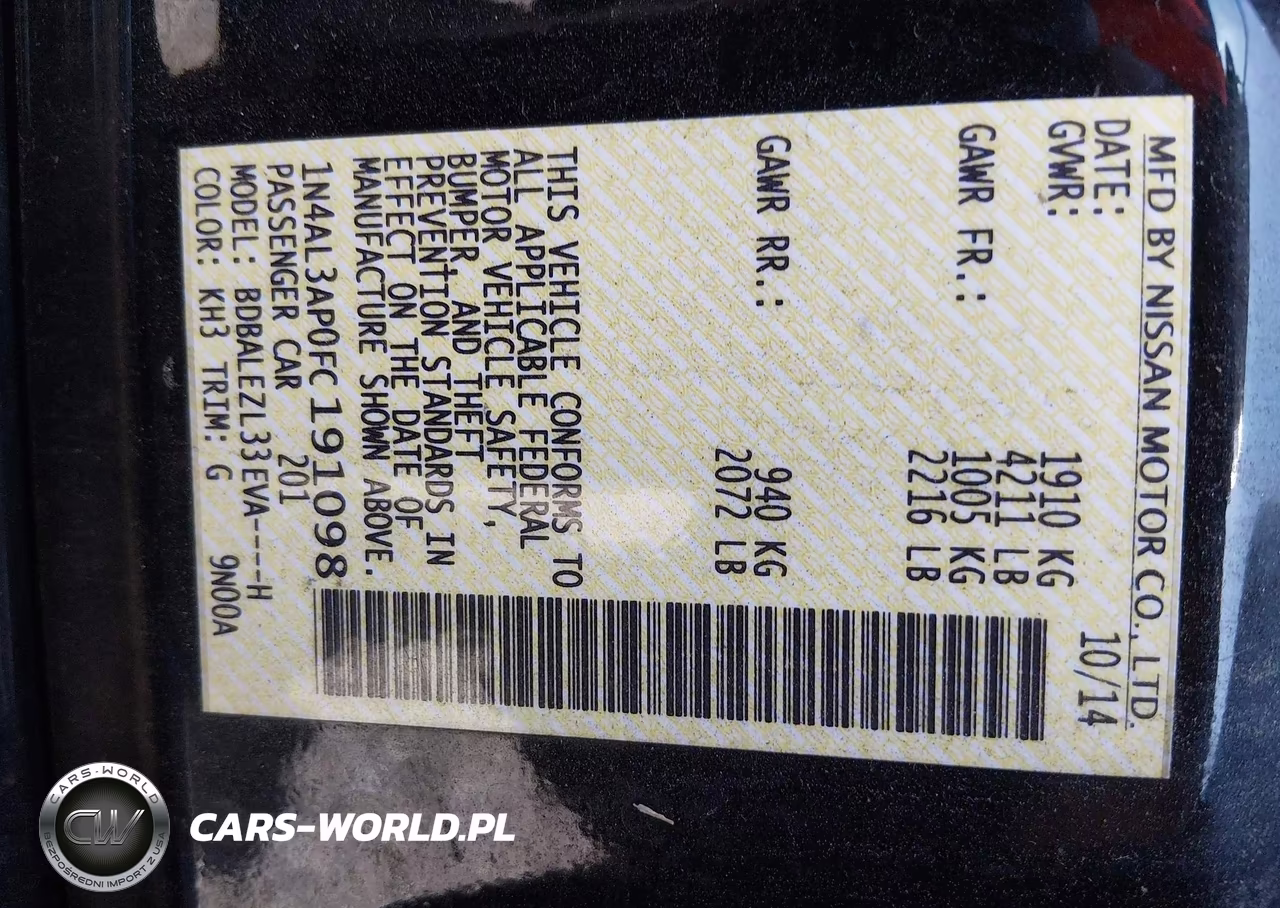 2015 Nissan Altima 2.5 S VIN:1N4AL3AP0FC191098 - 9
