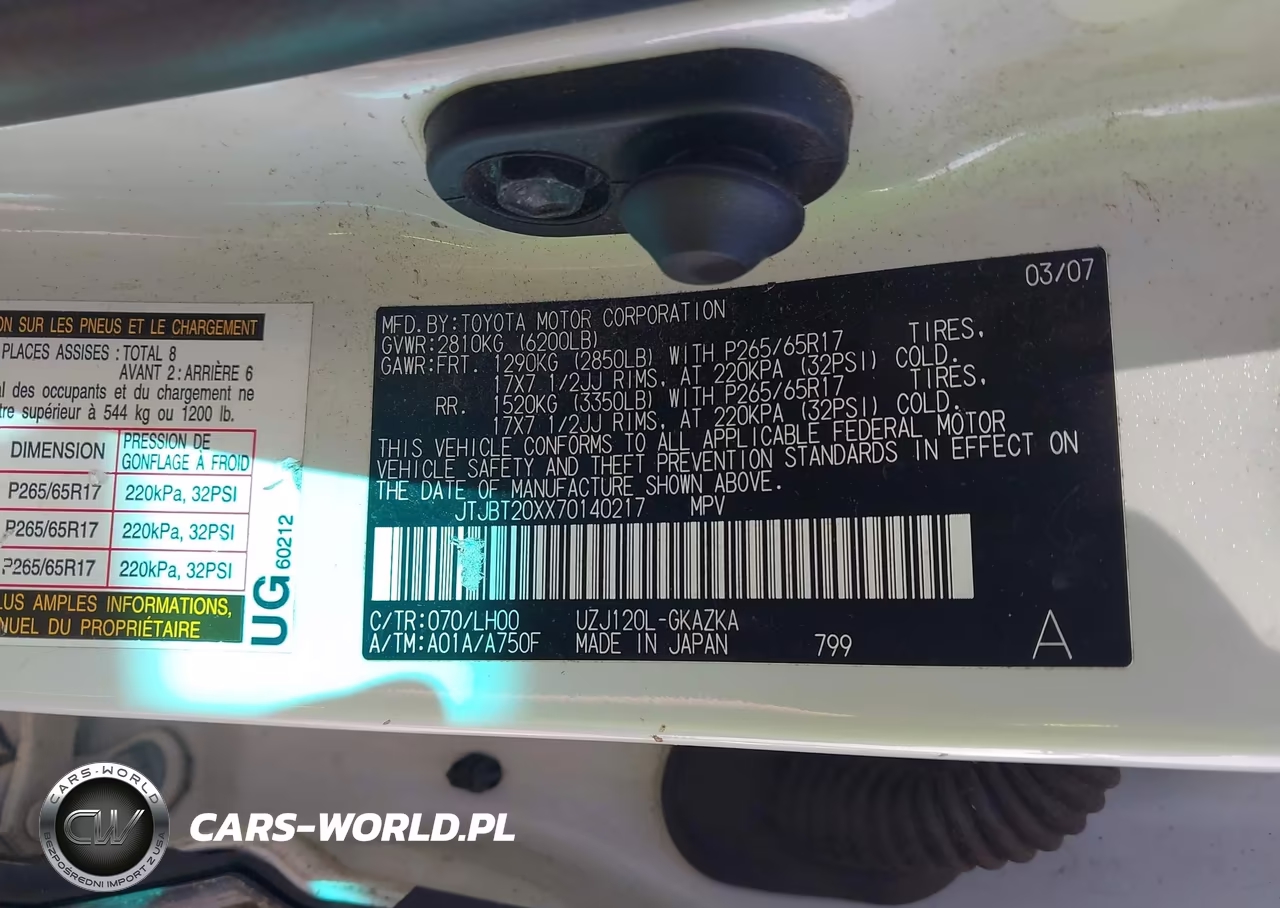 2007 Lexus Gx 470 VIN:JTJBT20XX70140217 - 9