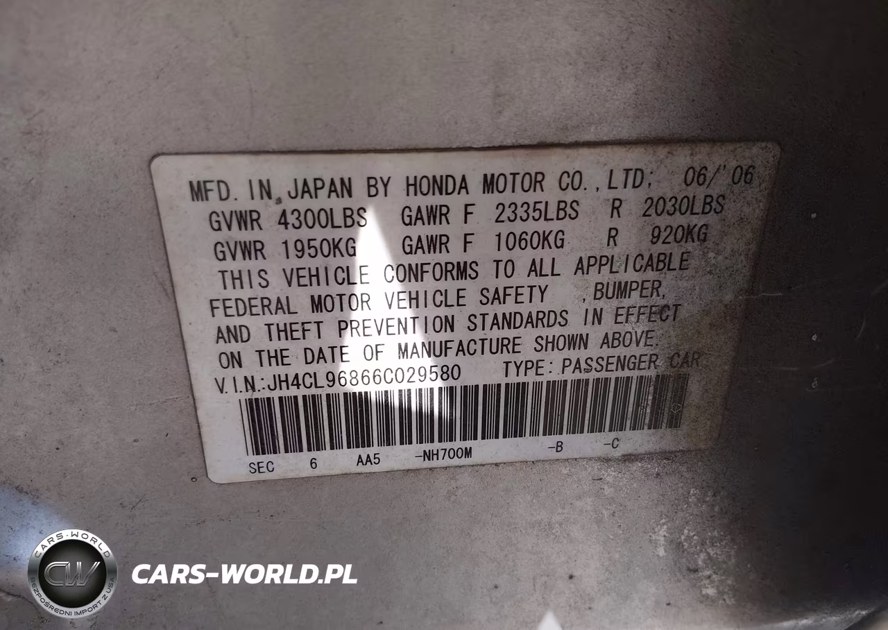 2006 Acura Tsx VIN:JH4CL96866C029580 - 9