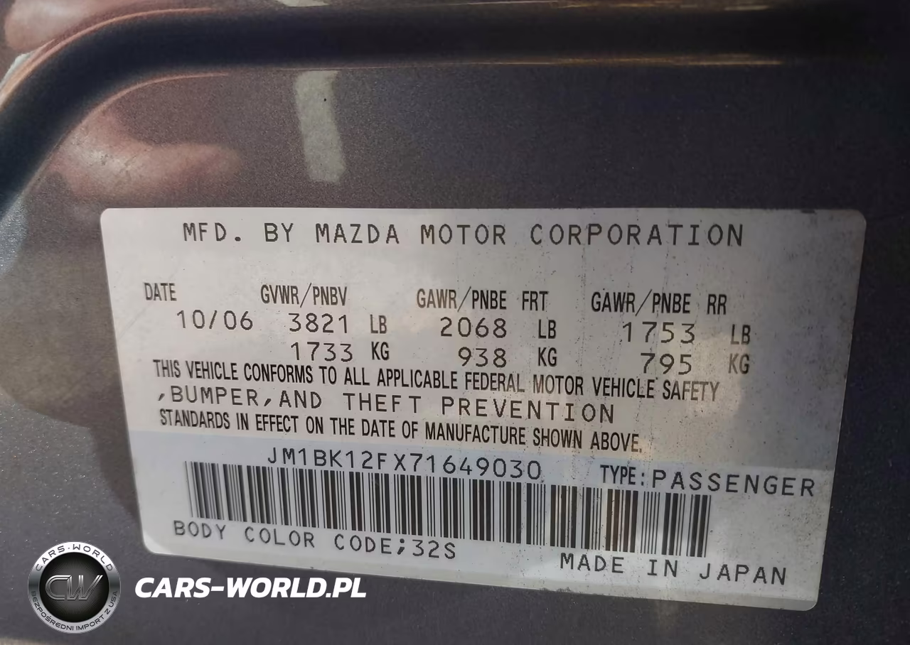 2007 Mazda Mazda3 I Sport VIN:JM1BK12FX71649030 - 9