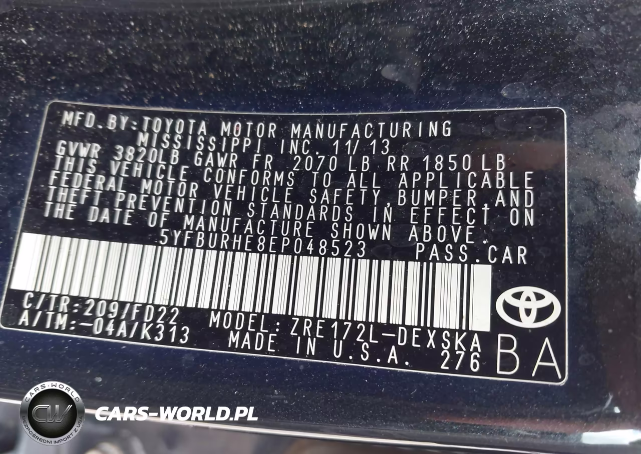 2014 Toyota Corolla S Plus VIN:5YFBURHE8EP048523 - 9