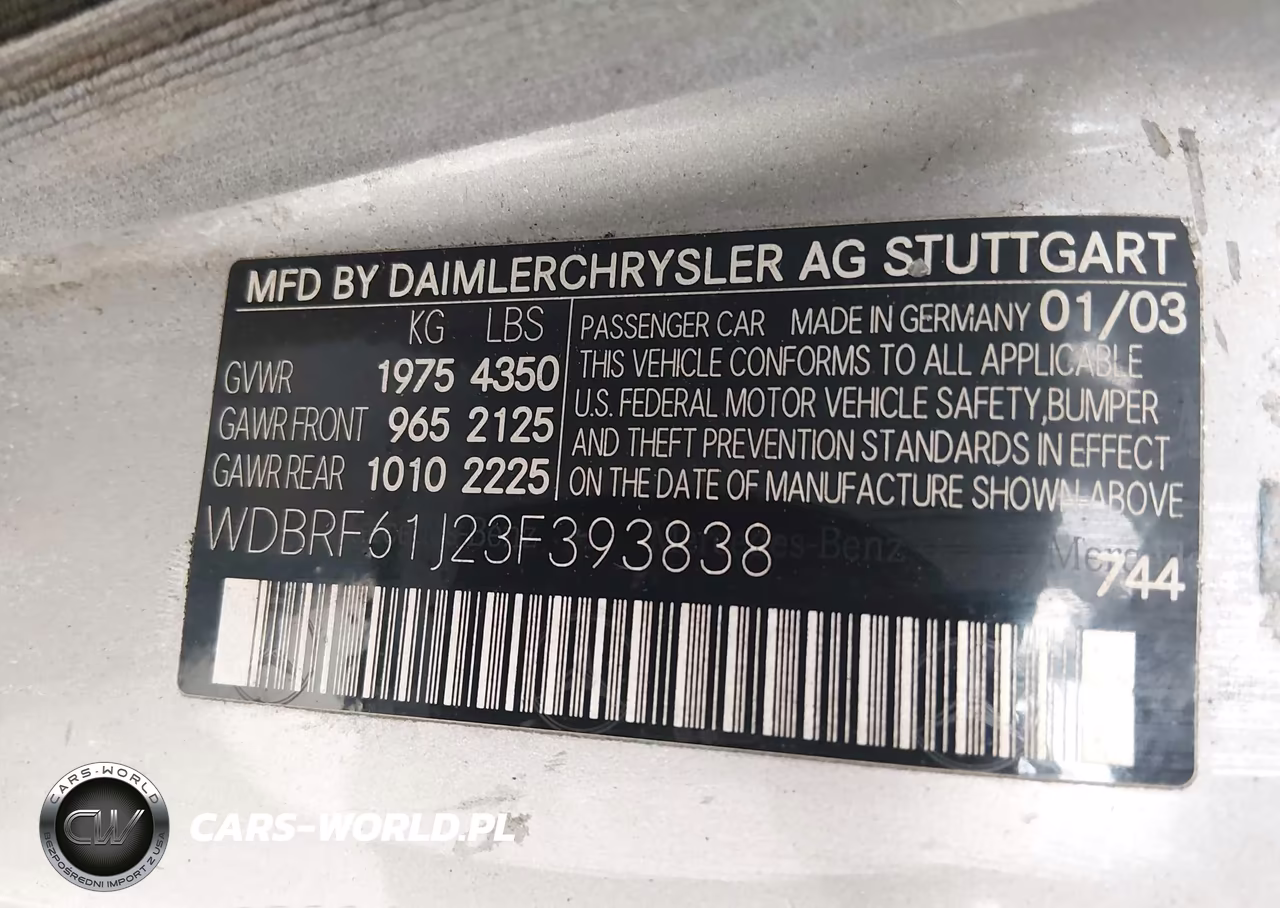 2003 Mercedes-Benz C 240 VIN:WDBRF61J23F393838 - 9