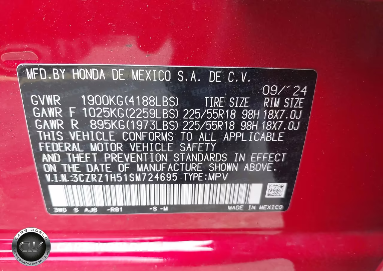 2025 Honda Hr-V 2Wd Sport VIN:3CZRZ1H51SM724695 - 9