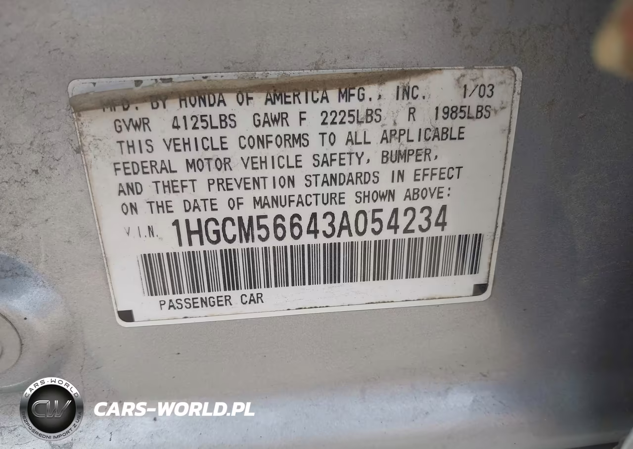2003 Honda Accord 2.4 Ex VIN:1HGCM56643A054234 - 9