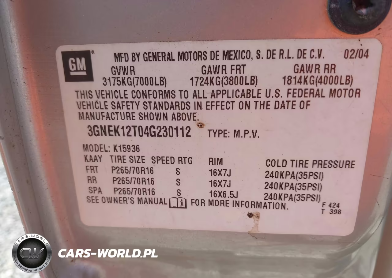 2004 Chevrolet Avalanche 1500 VIN:3GNEK12T04G230112 - 9