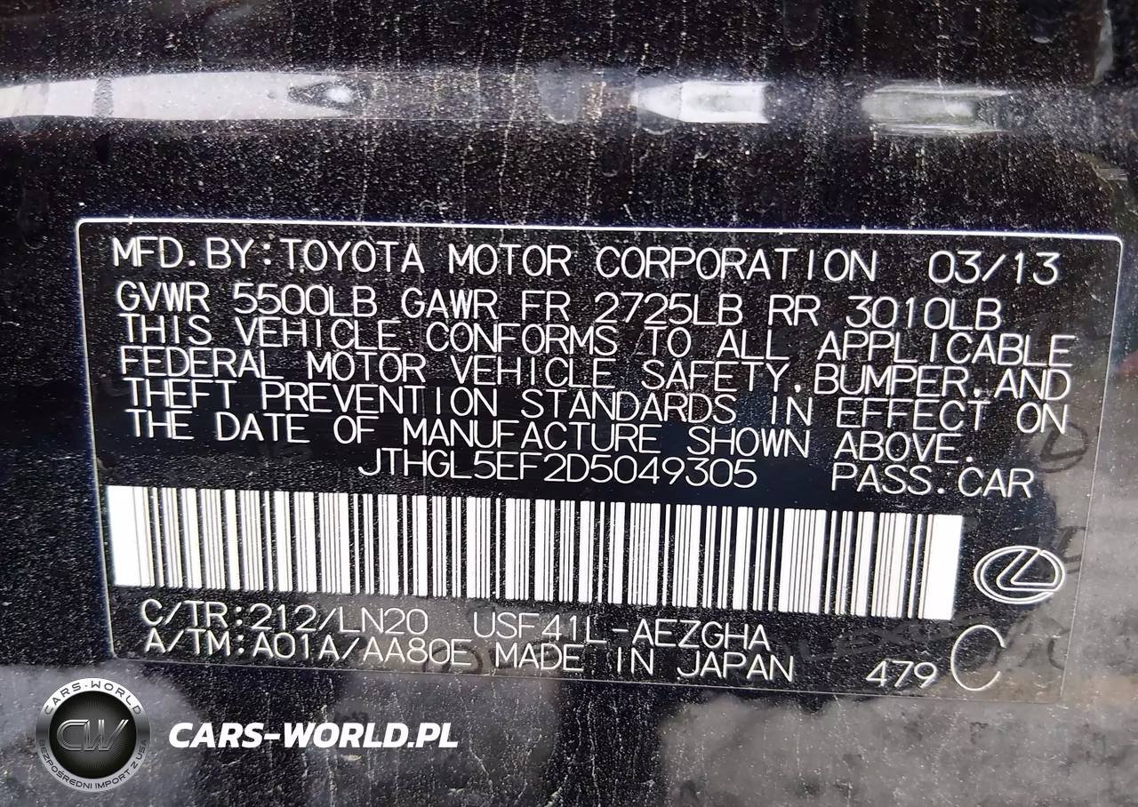 2013 Lexus Ls 460 L VIN:JTHGL5EF2D5049305 - 9