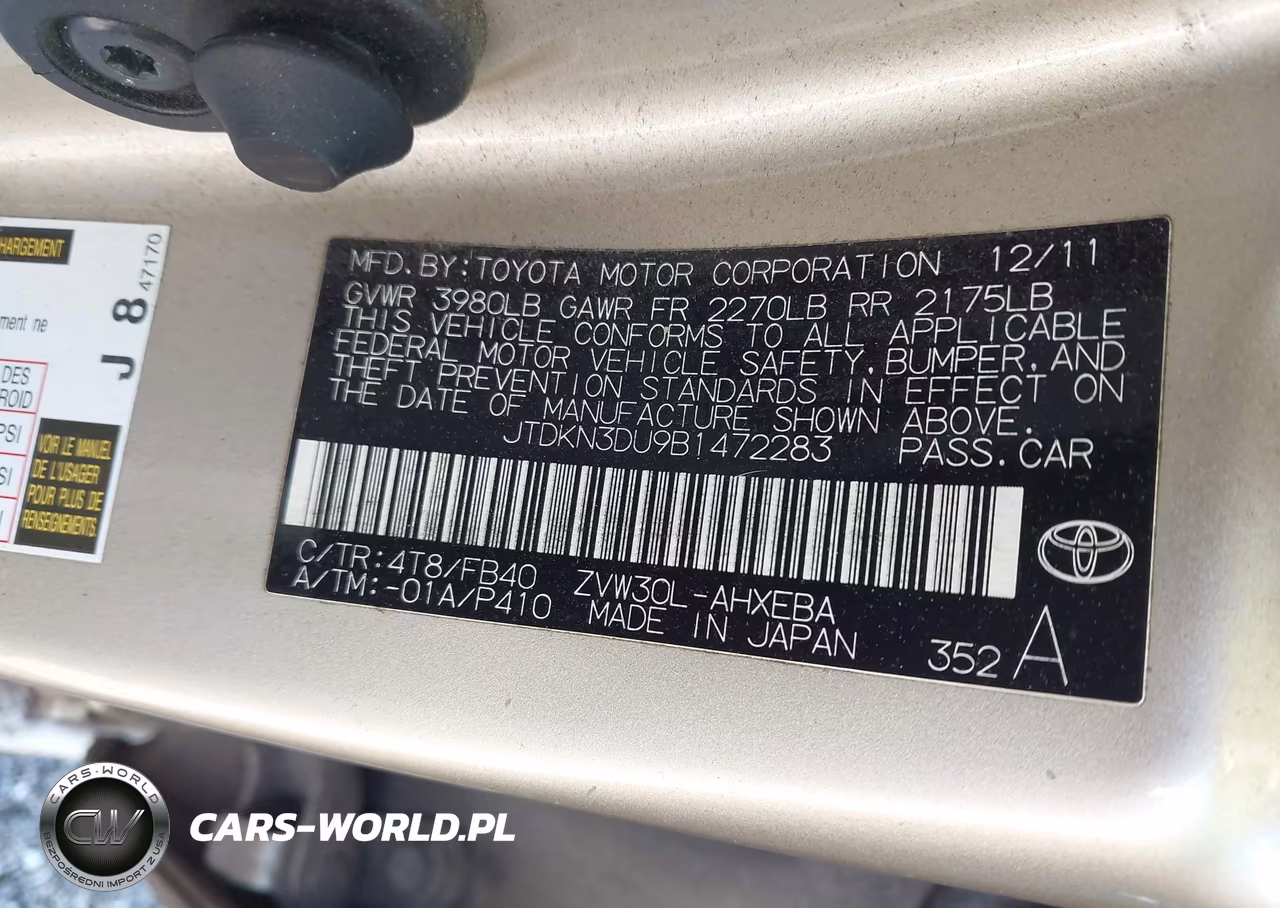 2011 Toyota Prius Two VIN:JTDKN3DU9B1472283 - 9