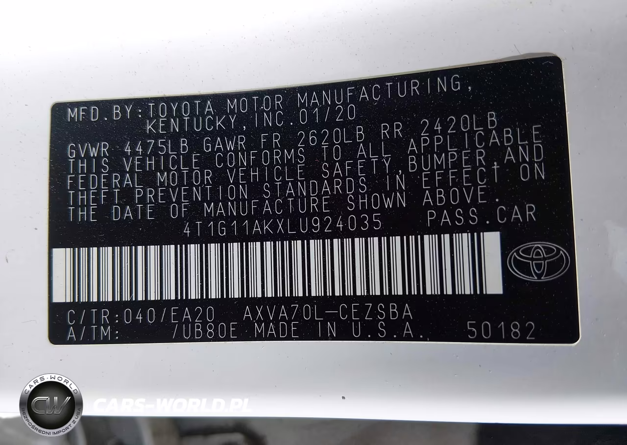2020 Toyota Camry Se VIN:4T1G11AKXLU924035 - 9