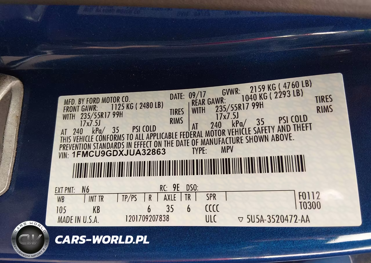 2018 Ford Escape Se VIN:1FMCU9GDXJUA32863 - 9