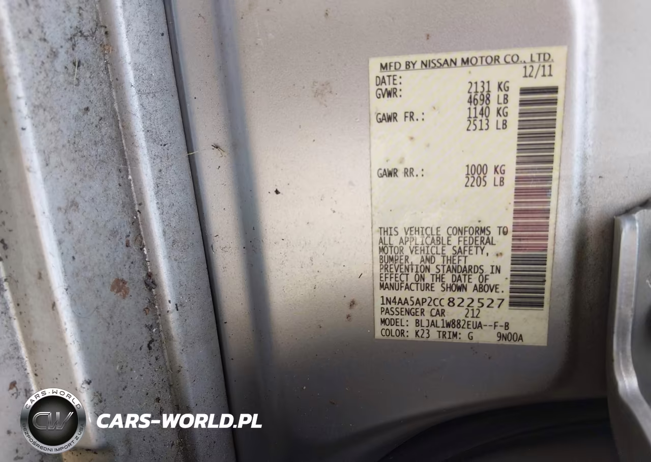 2012 Nissan Maxima 3.5 Sv VIN:1N4AA5AP2CC822527 - 9