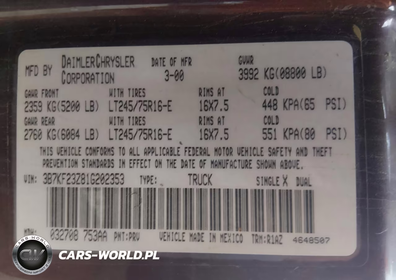 2001 Dodge Ram 2500 St VIN:3B7KF23Z81G202353 - 9
