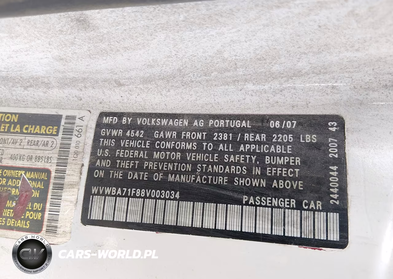 2008 Volkswagen Eos Komfort-Turbo VIN:WVWBA71F88V003034 - 9