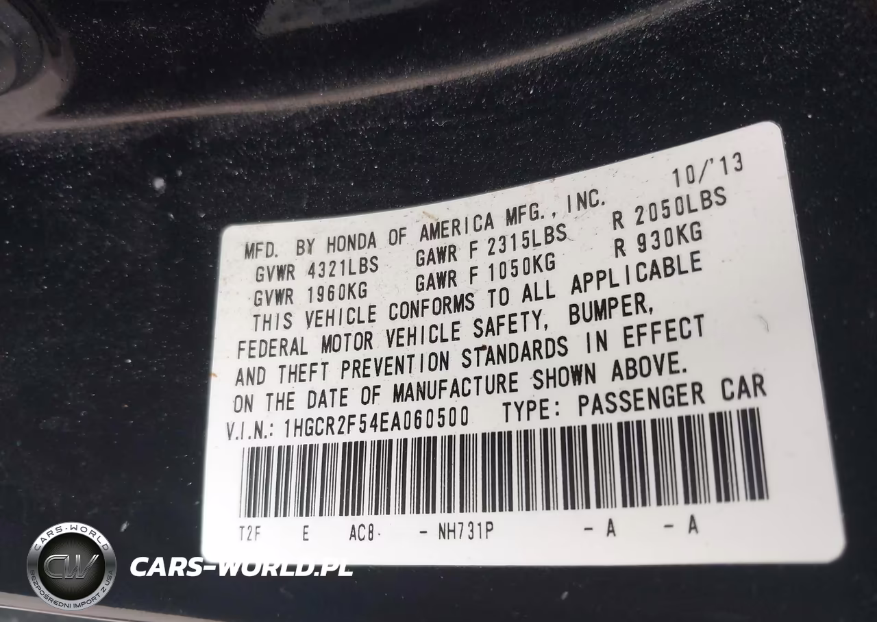 2014 Honda Accord Sport VIN:1HGCR2F54EA060500 - 9