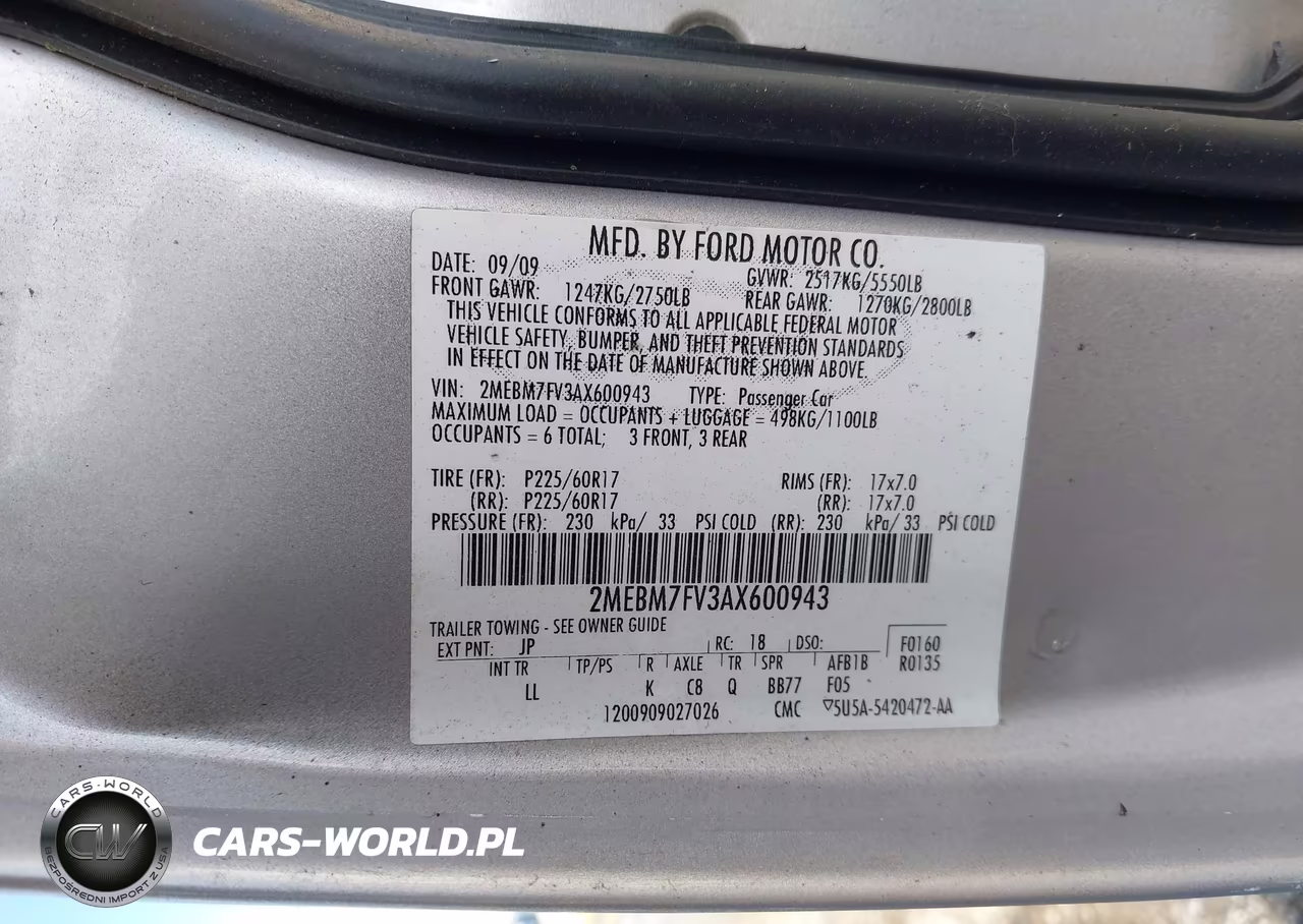 2010 Mercury Grand Marquis Ls (Fleet Only) VIN:2MEBM7FV3AX600943 - 9