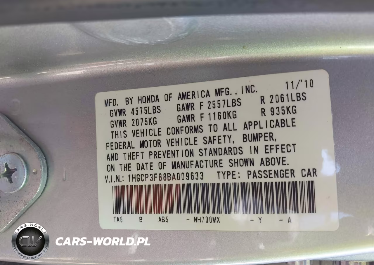 2011 Honda Accord 3.5 Ex-L VIN:1HGCP3F88BA009633 - 9