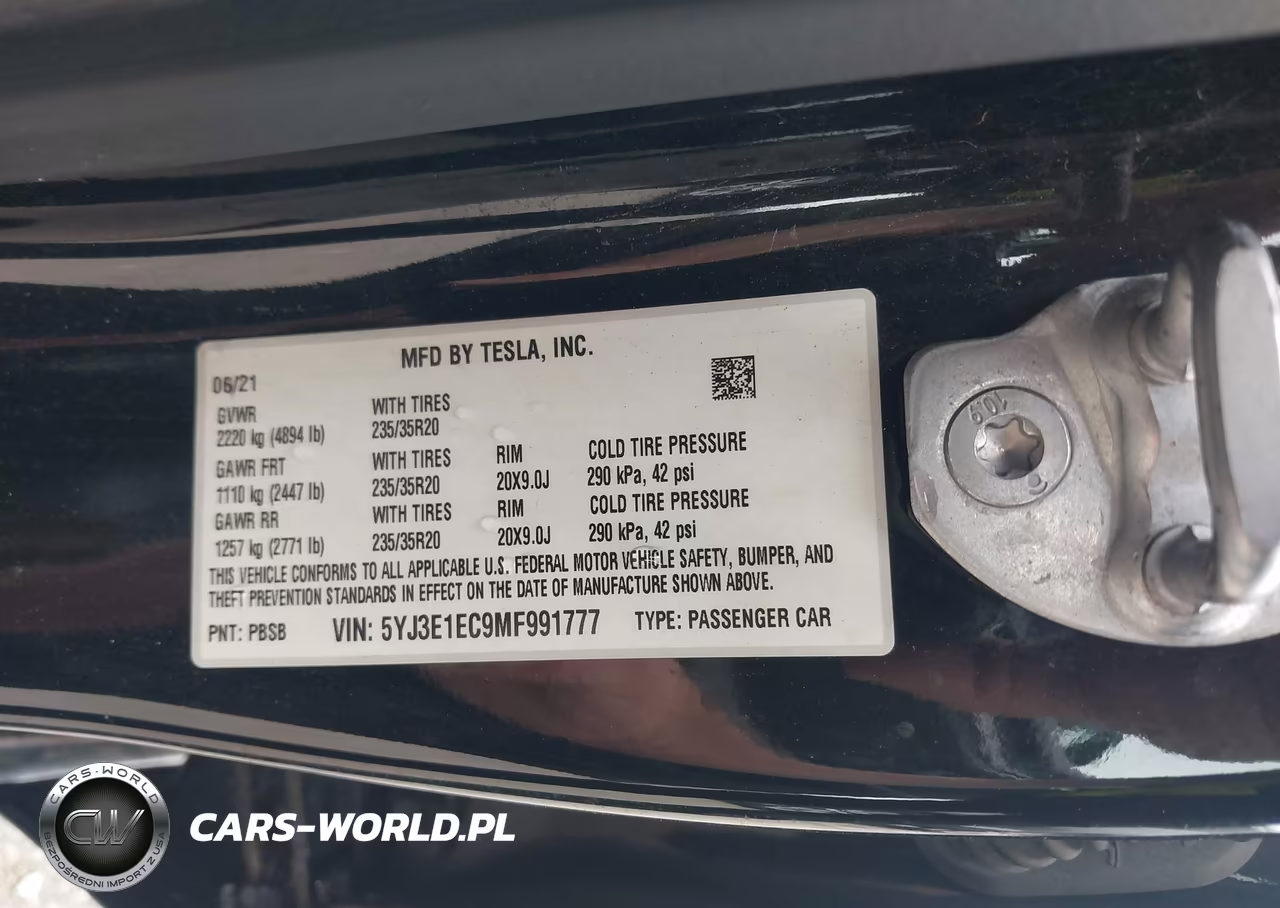 2021 Tesla Model 3 Performance Dual Motor All-Wheel Drive VIN:5YJ3E1EC9MF991777 - 9