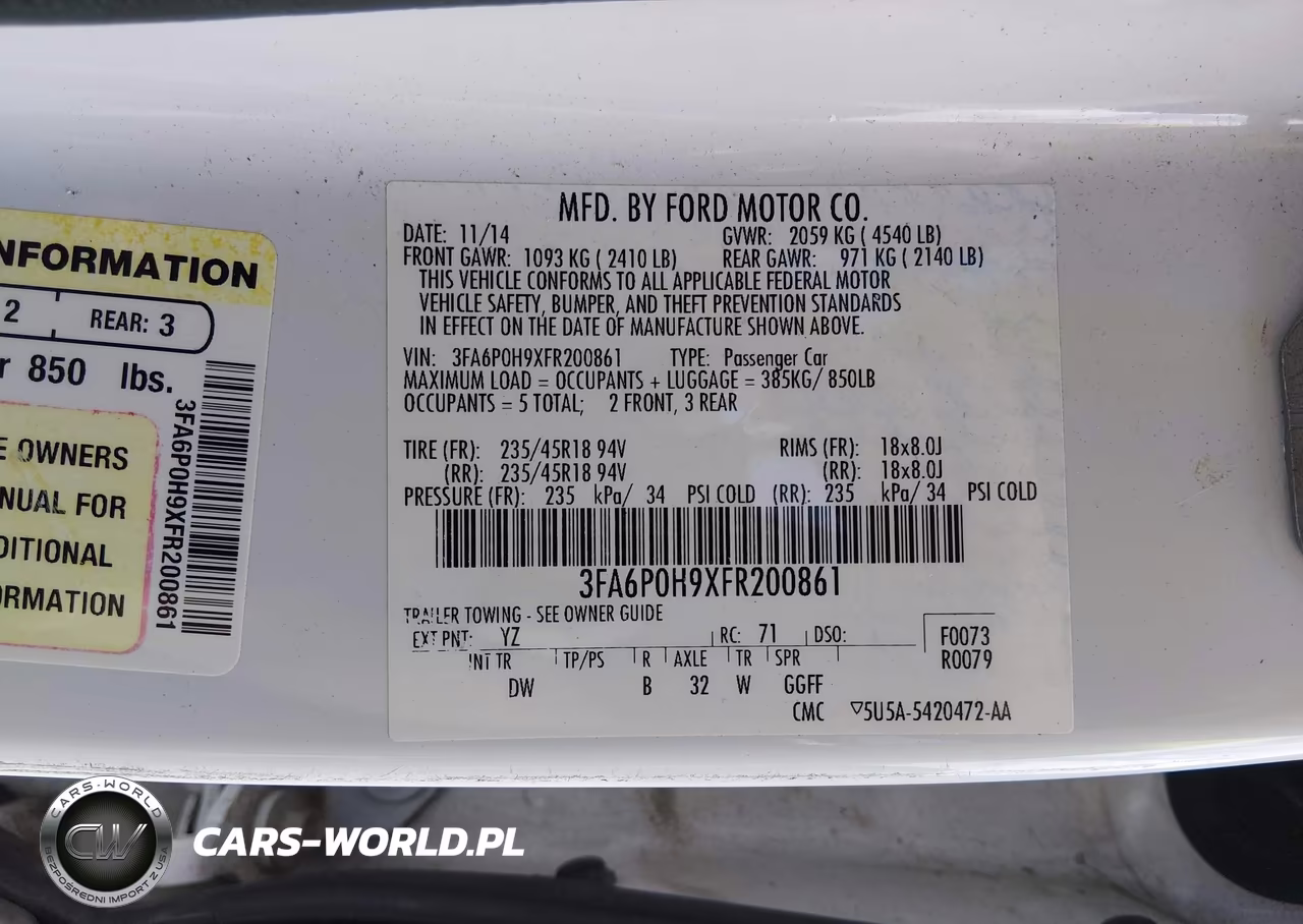2015 Ford Fusion Se VIN:3FA6P0H9XFR200861 - 9