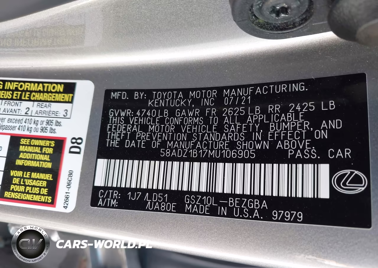 2021 Lexus Es 350 VIN:58ADZ1B17MU106905 - 9