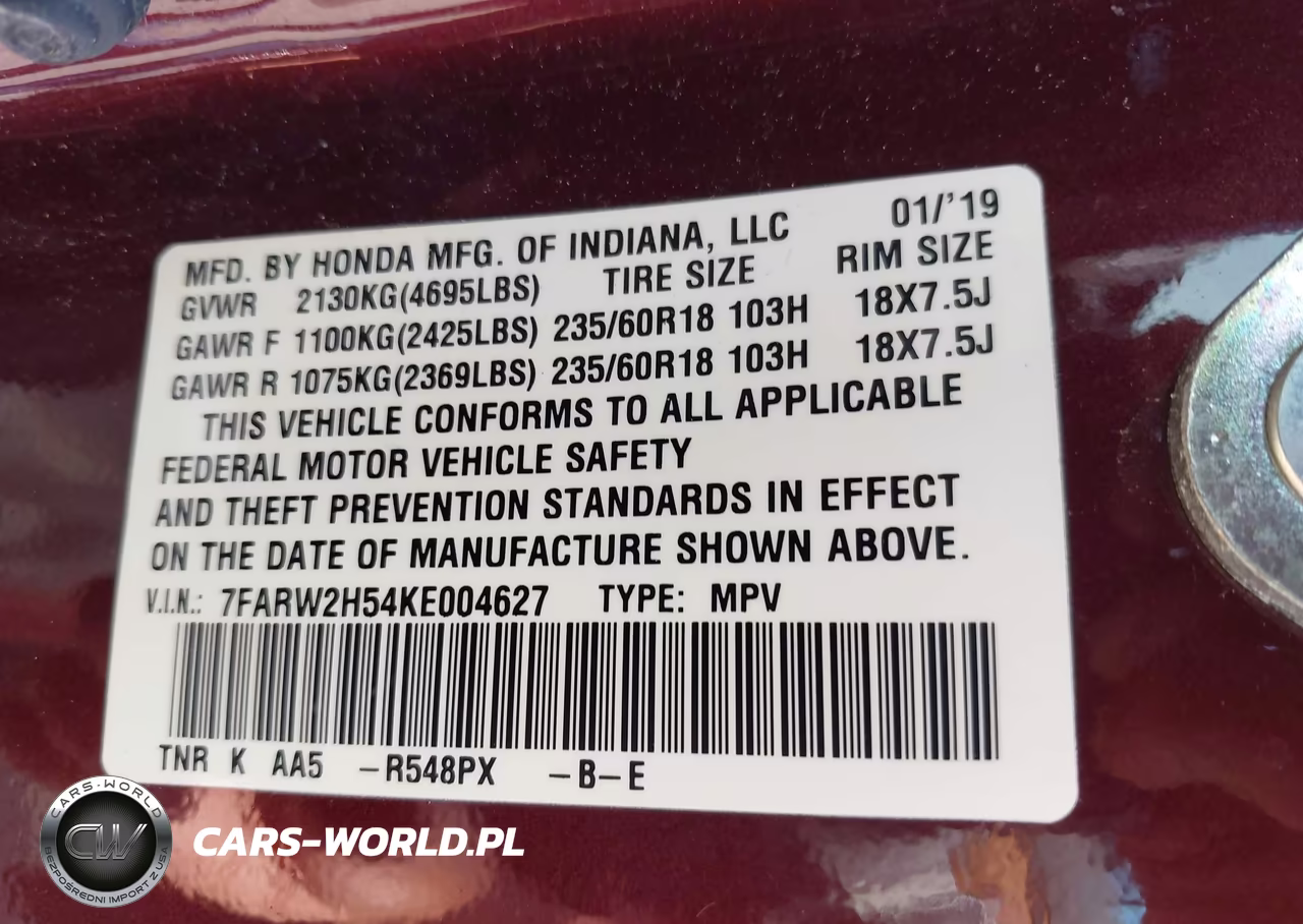 2019 Honda Cr-V Ex VIN:7FARW2H54KE004627 - 9