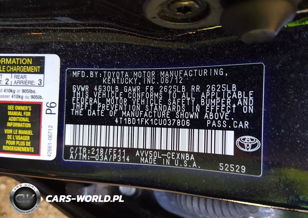 2012 Toyota Camry Hybrid Le VIN:4T1BD1FK1CU037806 - 9