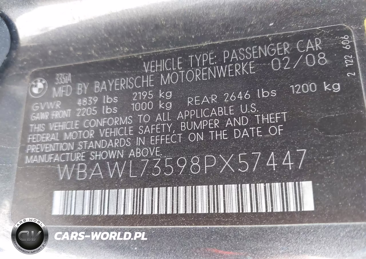 2008 BMW 335I VIN:WBAWL73598PX57447 - 9