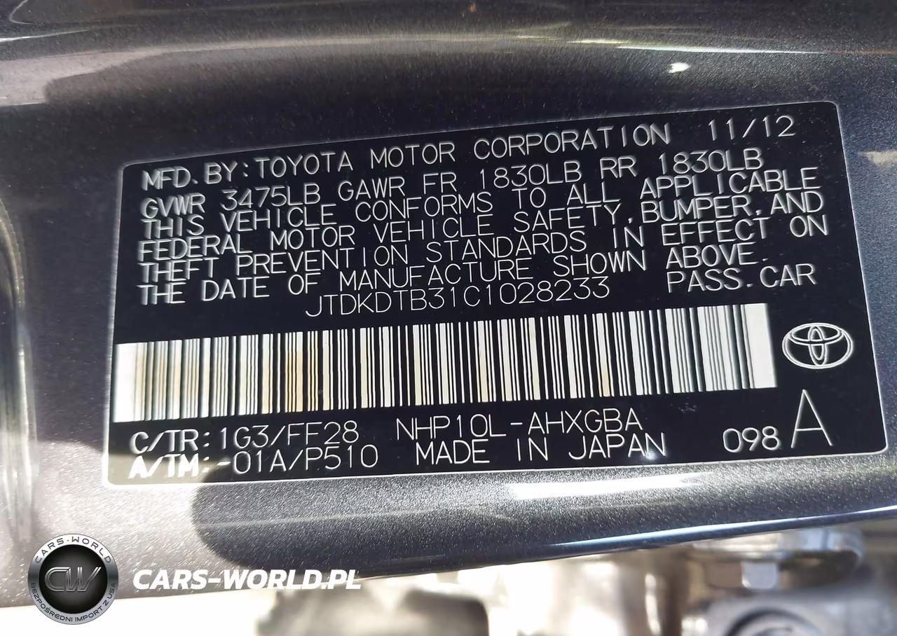 2012 Toyota Prius C Three VIN:JTDKDTB31C1028233 - 9