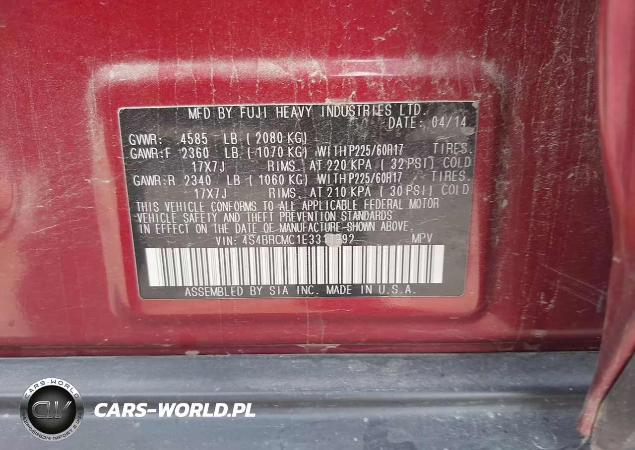 2014 Subaru Outback 2.5I Limited VIN:4S4BRCMC1E3311992 - 9