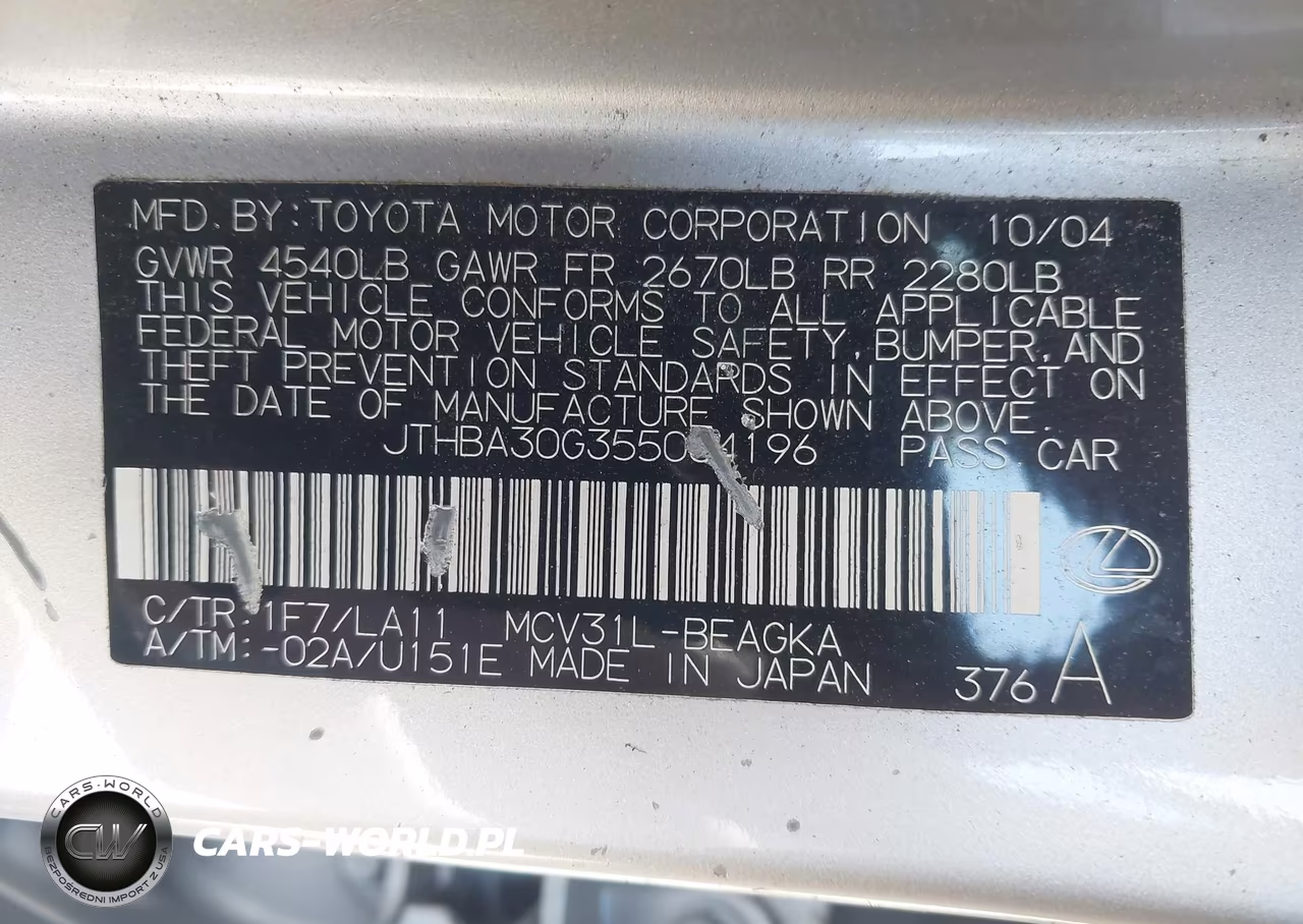 2005 Lexus Es 330 VIN:JTHBA30G355084196 - 9