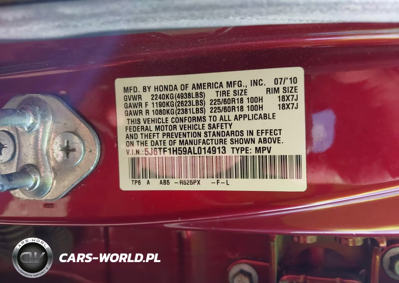 2010 Honda Accord Crosstour Ex-L VIN:5J6TF1H59AL014913 - 9