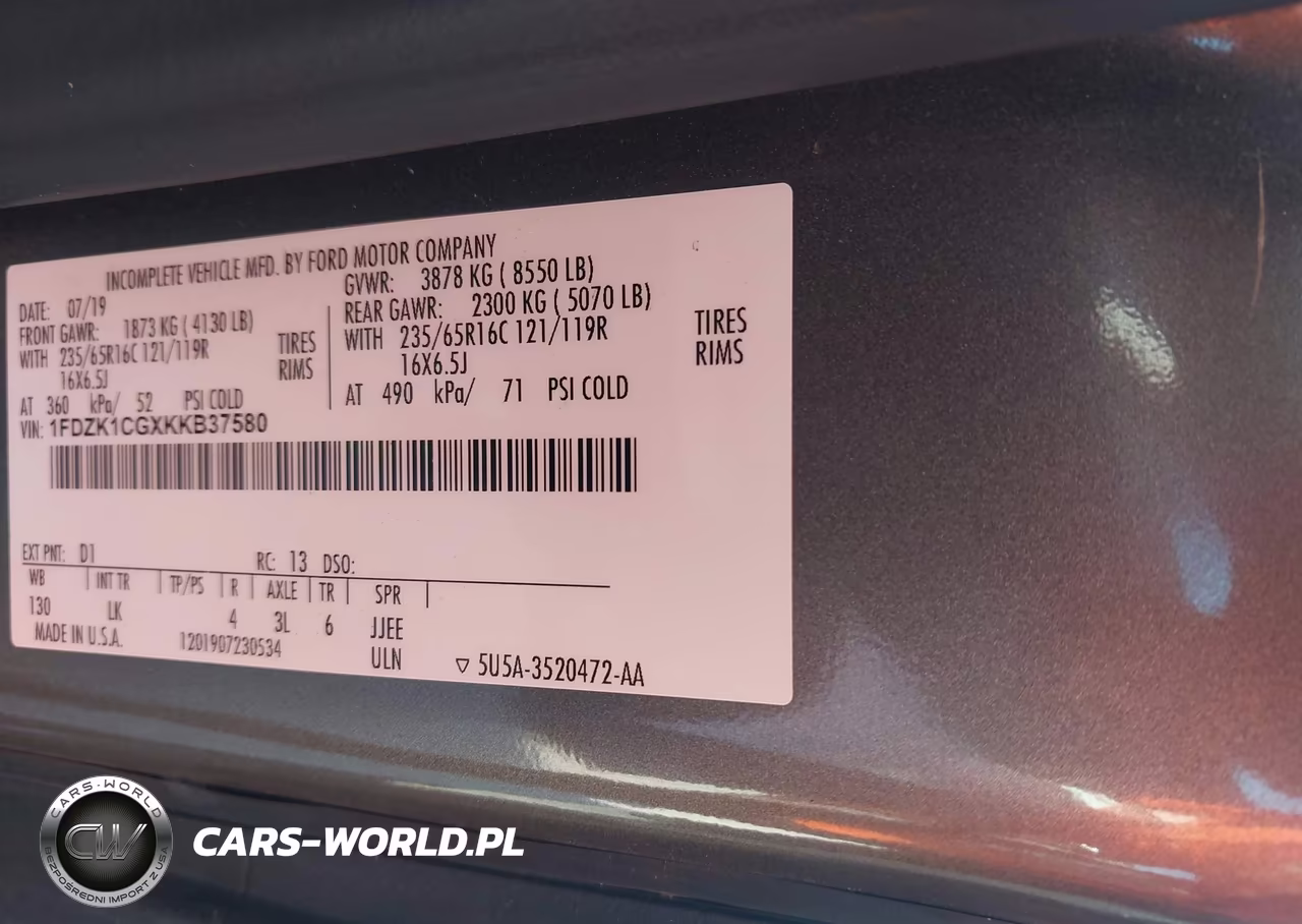 2019 Ford Transit-150 Xlt VIN:1FDZK1CGXKKB37580 - 9