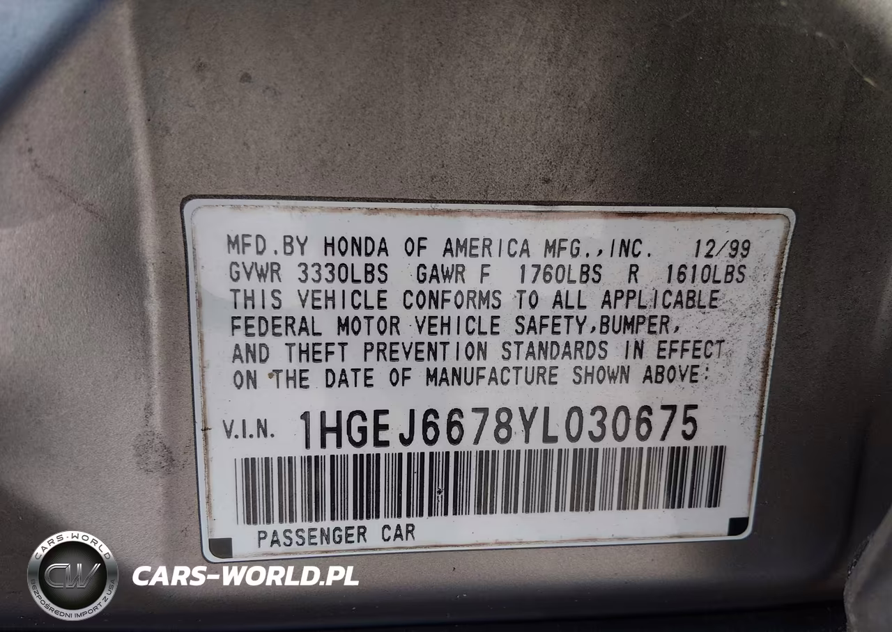 2000 Honda Civic Lx VIN:1HGEJ6678YL030675 - 9