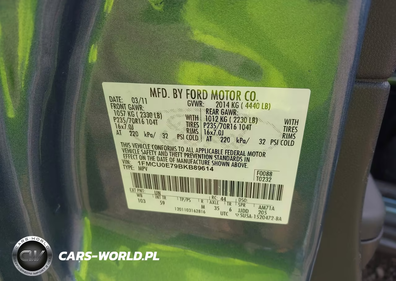 2011 Ford Escape Limited VIN:1FMCU0E79BKB89614 - 9