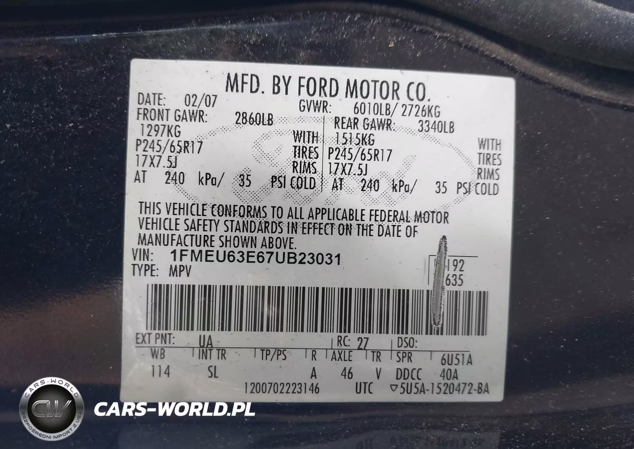 2007 Ford Explorer Xlt VIN:1FMEU63E67UB23031 - 9