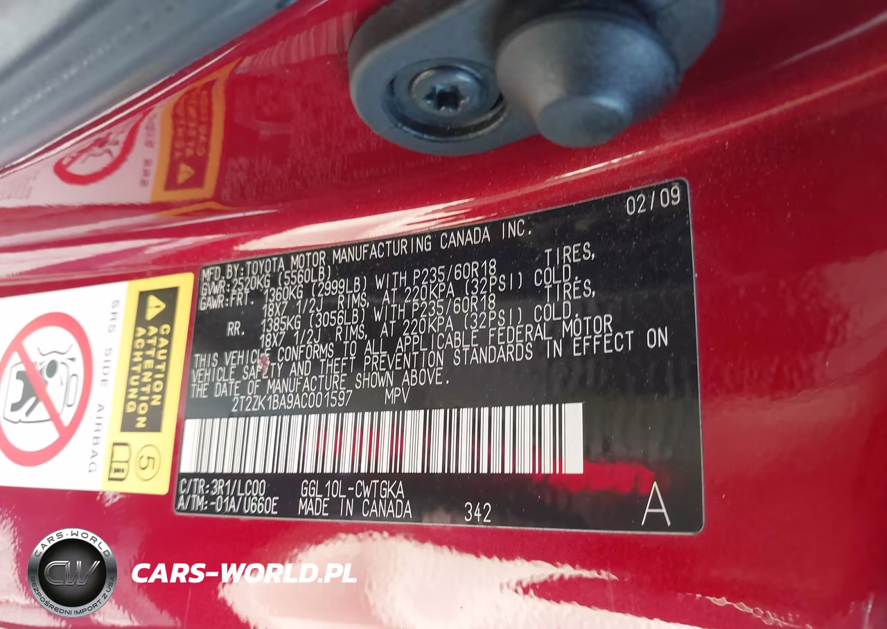 2010 Lexus Rx 350 VIN:2T2ZK1BA9AC001597 - 9