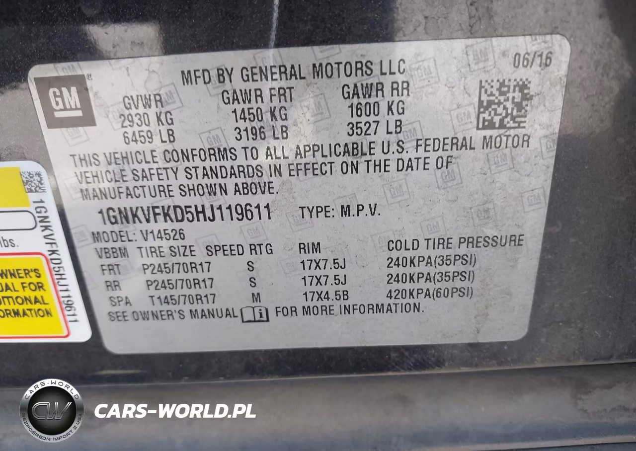 2017 Chevrolet Traverse Ls VIN:1GNKVFKD5HJ119611 - 9