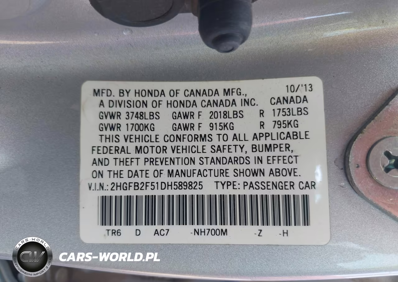 2013 Honda Civic Lx VIN:2HGFB2F51DH589825 - 9