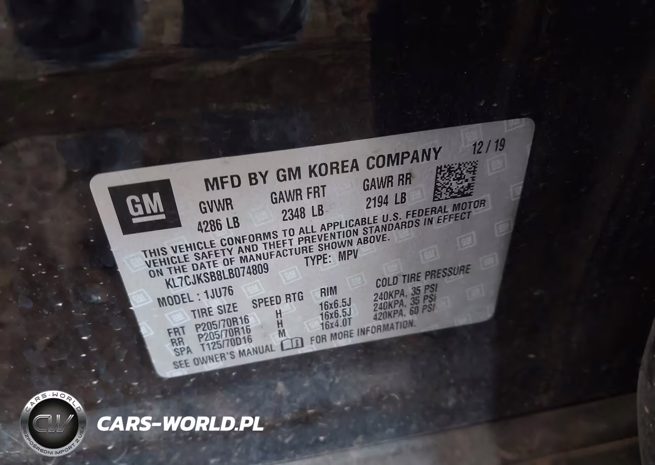 2020 Chevrolet Trax Fwd Ls VIN:KL7CJKSB8LB074809 - 9