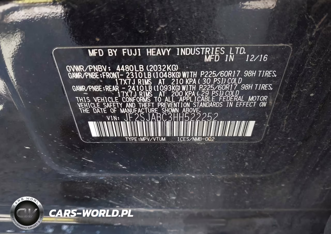 2017 Subaru Forester 2.5I VIN:JF2SJABC3HH522252 - 9